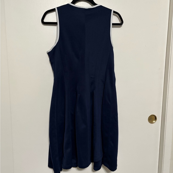 Betsey Johnson Navy Blue White Trim Zip Front Sleeveless Dress Size 8 - Picture 2 of 7